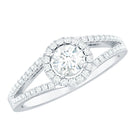 Womens Moissanite Halo Engagement Ring with Split Shank D-VS1 - Rosec Jewels