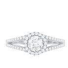 Womens Moissanite Halo Engagement Ring with Split Shank D-VS1 - Rosec Jewels