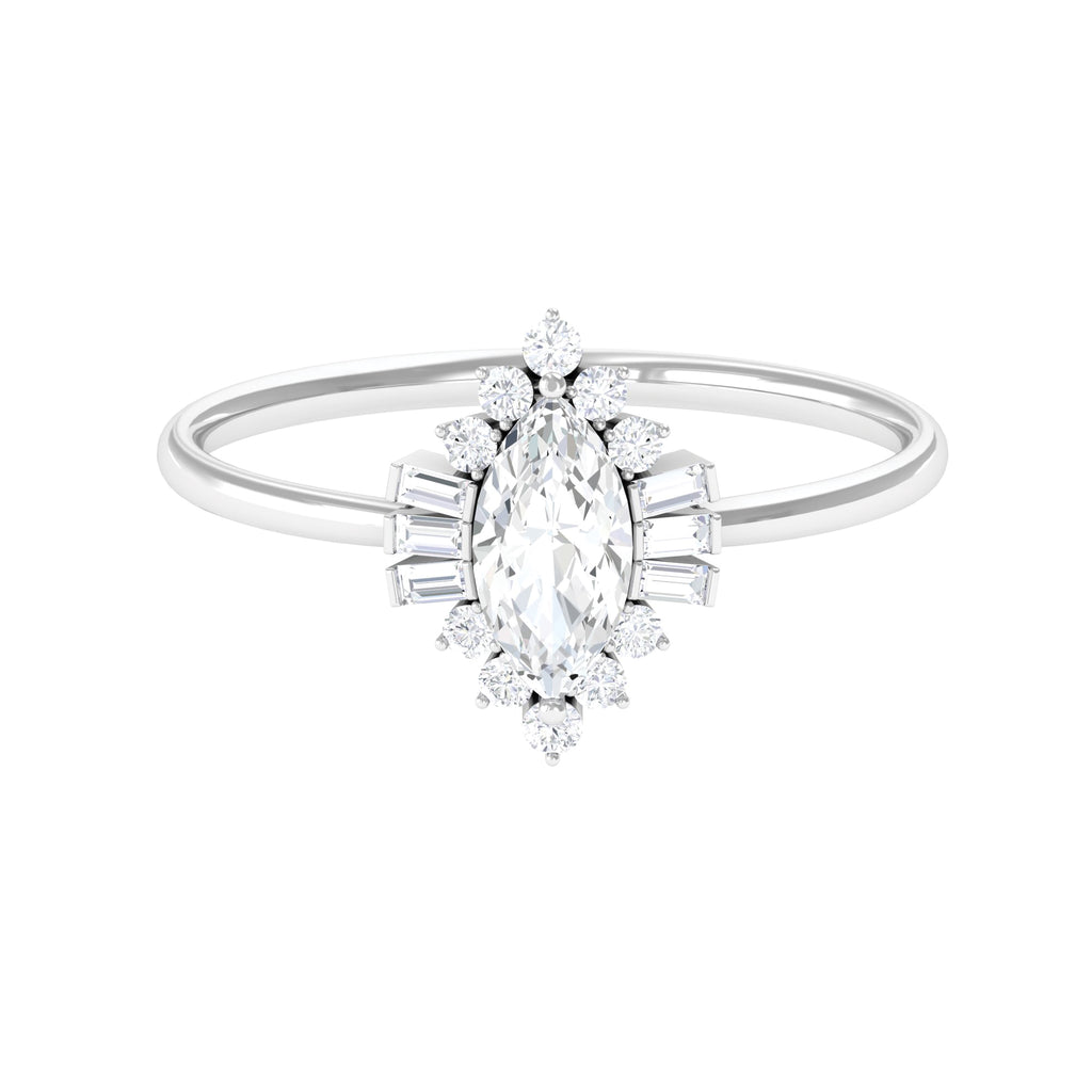 1.5 CT Certified Moissanite Antique Ring with Halo in Gold