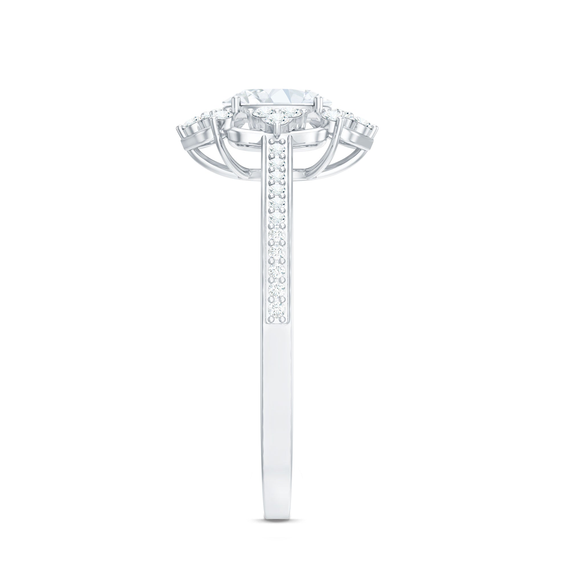 Rosec Jewels-Vintage Inspired Moissanite Flower Engagement Ring