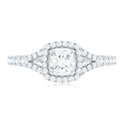 Princess Cut Moissanite Halo Engagement Ring with Split Shank D-VS1 - Rosec Jewels