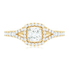 Princess Cut Moissanite Halo Engagement Ring with Split Shank D-VS1 - Rosec Jewels