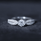 Elegant Round Moissanite Engagement Ring with Side Stones D-VS1 - Rosec Jewels