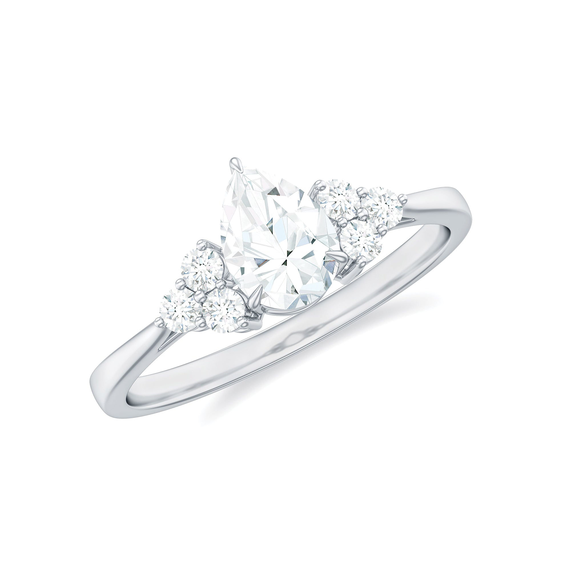 Pear Cut Moissanite Trio Engagement Ring Moissanite - ( D-VS1 ) - Color and Clarity - Rosec Jewels