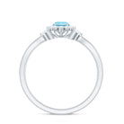 Rosec Jewels-Natural Aquamarine Flower Promise Ring with Diamond