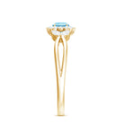 Rosec Jewels-Natural Aquamarine Flower Promise Ring with Diamond