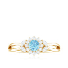 Rosec Jewels-Natural Aquamarine Flower Promise Ring with Diamond