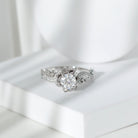 3/4 CT Flower Inspired Moissanite Engagement Ring in Gold Moissanite - ( D-VS1 ) - Color and Clarity - Rosec Jewels