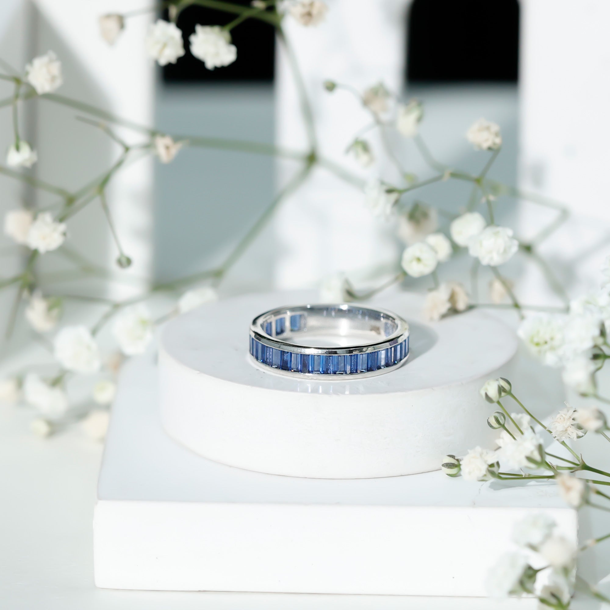 Channel set sapphire band clearance