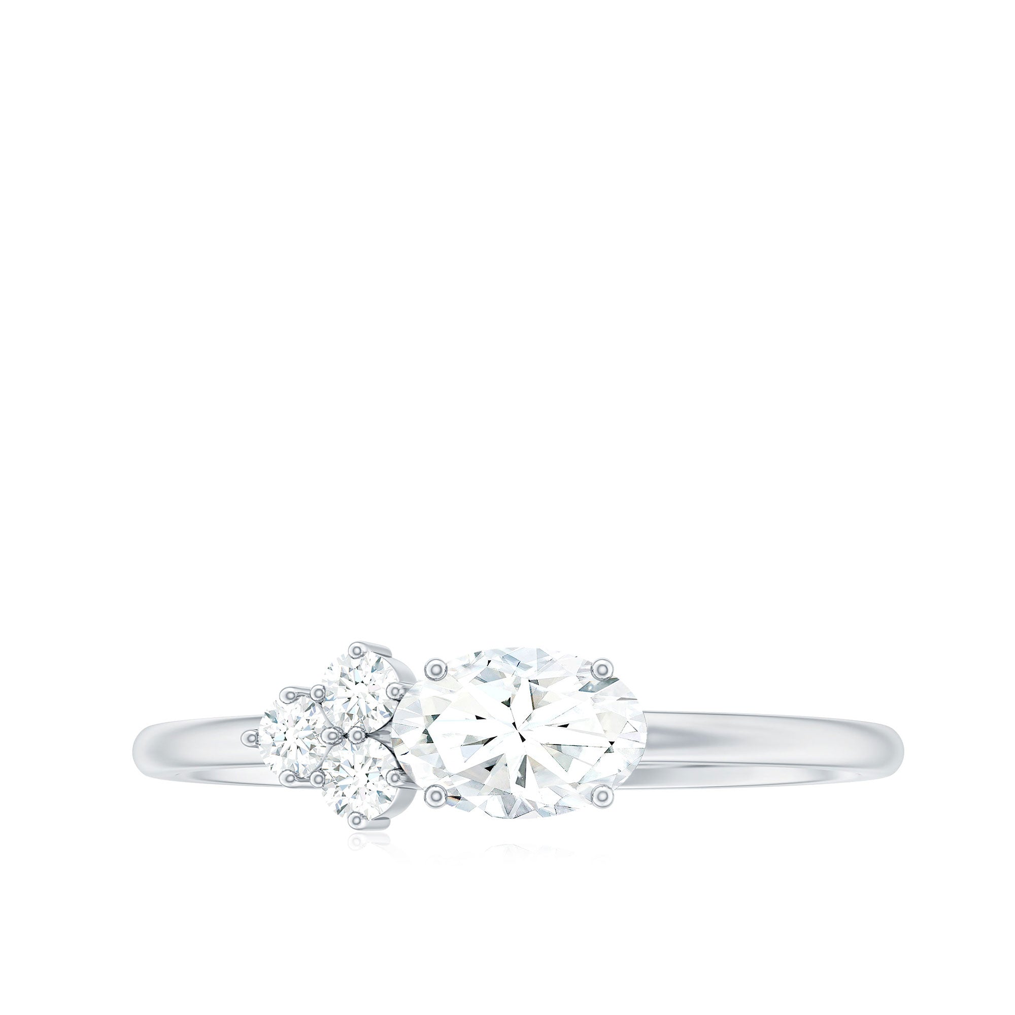 Oval and Round Moissanite Promise Ring for Her D-VS1 - Rosec Jewels