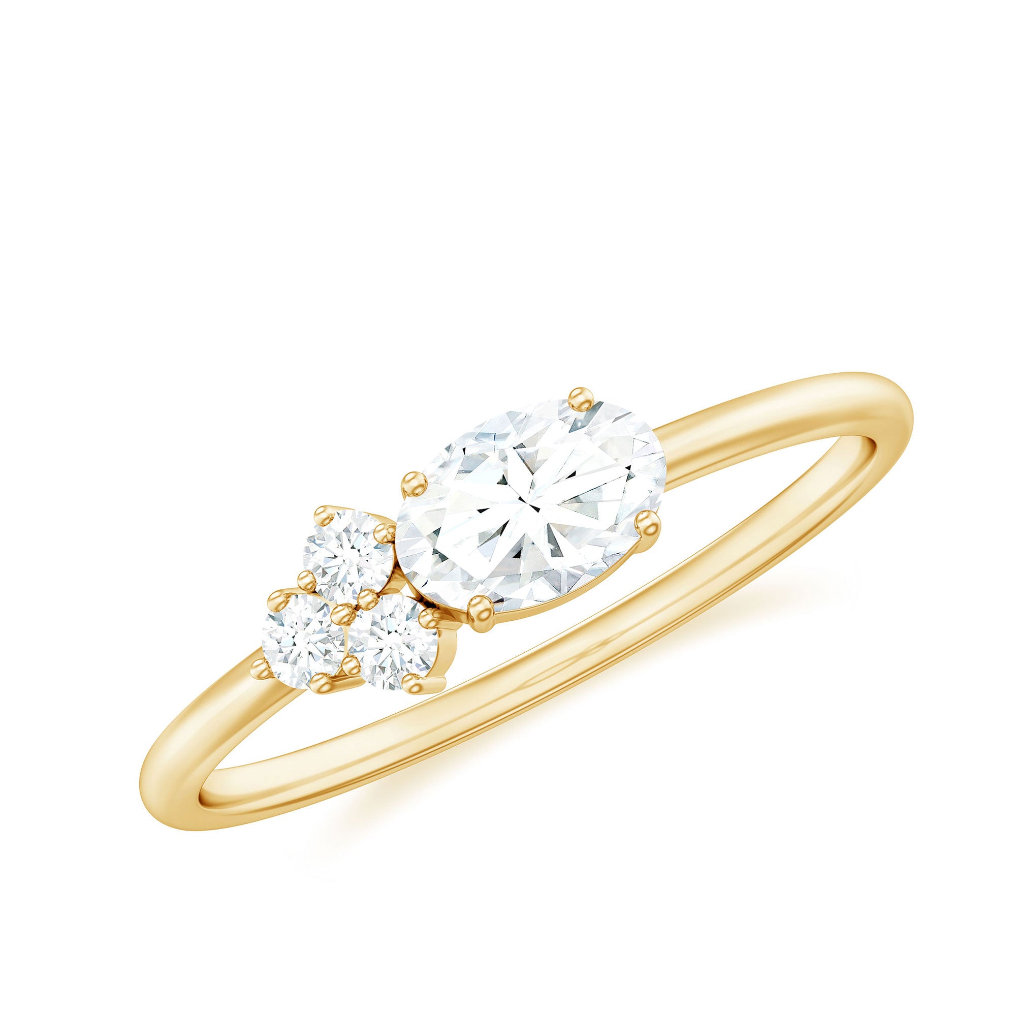 Oval and Round Moissanite Promise Ring for Her D-VS1 - Rosec Jewels