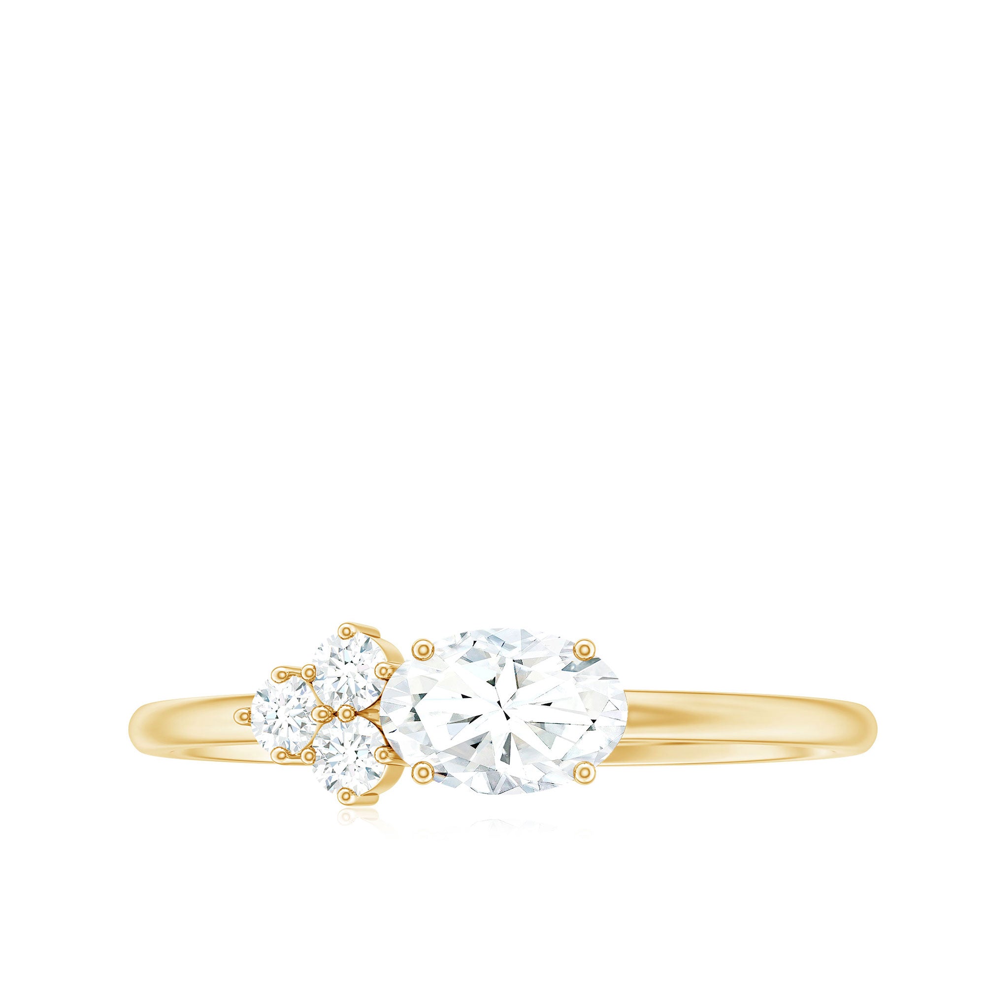 Oval and Round Moissanite Promise Ring for Her D-VS1 - Rosec Jewels