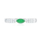 East West Set Marquise Emerald and Diamond Promise Ring AAA - Rosec Jewels