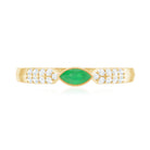 East West Set Marquise Emerald and Diamond Promise Ring AAA - Rosec Jewels