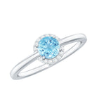 Certified Real Aquamarine Promise Ring with Diamond Halo AAA - Rosec Jewels