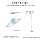 Certified Real Aquamarine Promise Ring with Diamond Halo AAA - Rosec Jewels