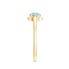 Certified Real Aquamarine Promise Ring with Diamond Halo AAA - Rosec Jewels