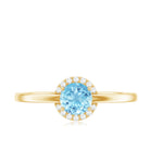 Certified Real Aquamarine Promise Ring with Diamond Halo AAA - Rosec Jewels