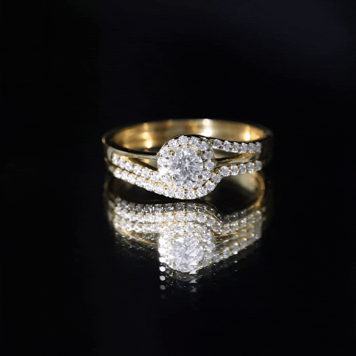Round Moissanite Bypass Wedding Ring Set D-VS1 - Rosec Jewels