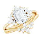 Designer Emerald Cut Moissanite Wedding Ring Set for Women D-VS1 - Rosec Jewels
