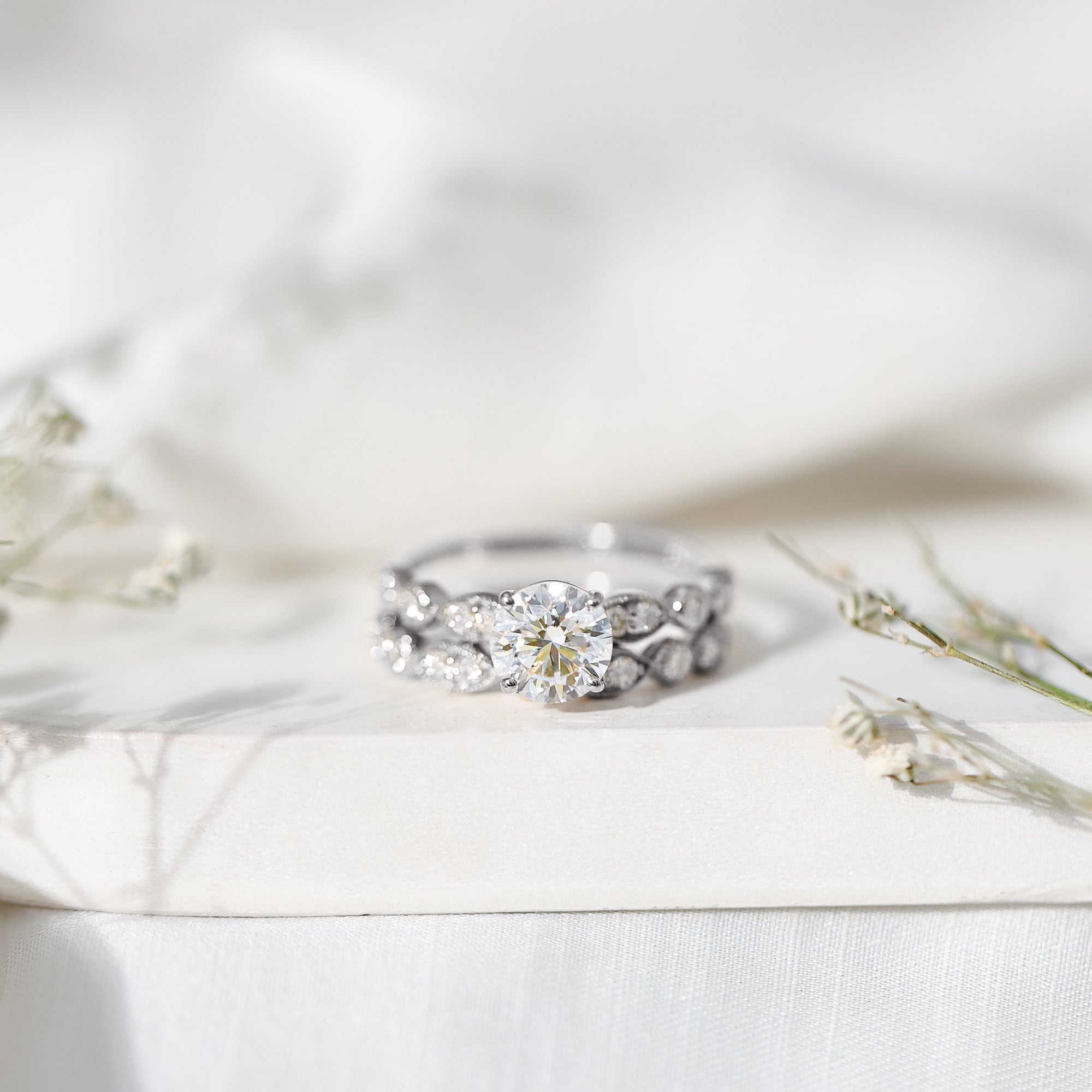 2.50 CT Brilliant Cut Moissanite Bridal Ring Set D-VS1 - Rosec Jewels