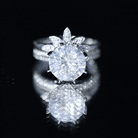 10MM Round Moissanite Flower Engagement Ring With Enhancer D-VS1 - Rosec Jewels