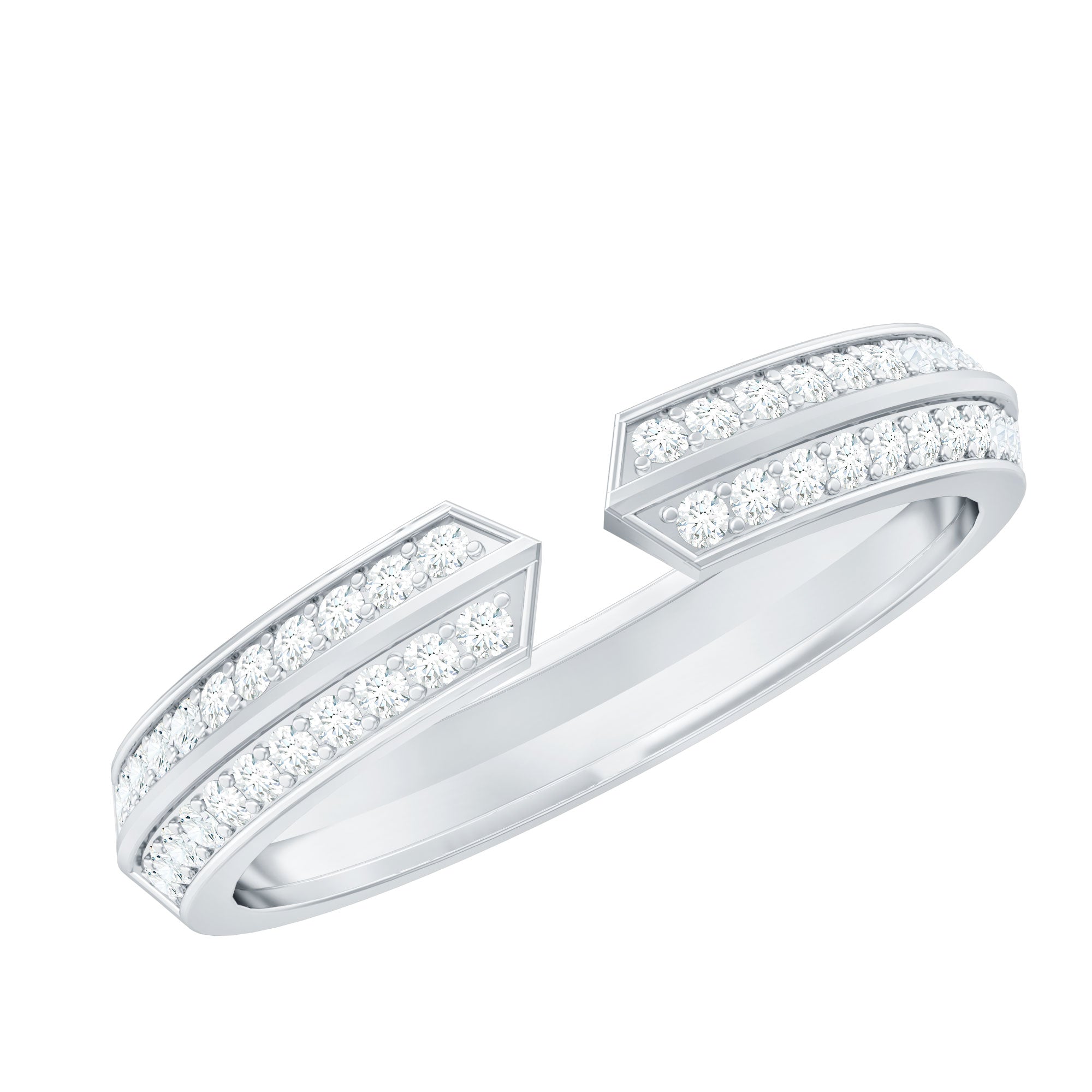 Pave Set Diamond Contemporary Cuff Ring
