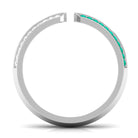 Contemporary Emerald and Diamond Open Wedding Band Ring AAA - Rosec Jewels