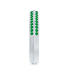 Contemporary Emerald and Diamond Open Wedding Band Ring AAA - Rosec Jewels