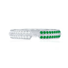 Contemporary Emerald and Diamond Open Wedding Band Ring AAA - Rosec Jewels