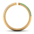 Contemporary Emerald and Diamond Open Wedding Band Ring AAA - Rosec Jewels