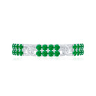 Real Emerald Interlocking Wedding Band with Certificate AAA - Rosec Jewels
