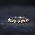 Genuine Peridot and Diamond Half Eternity Ring Peridot - ( AAA ) - Quality - Rosec Jewels