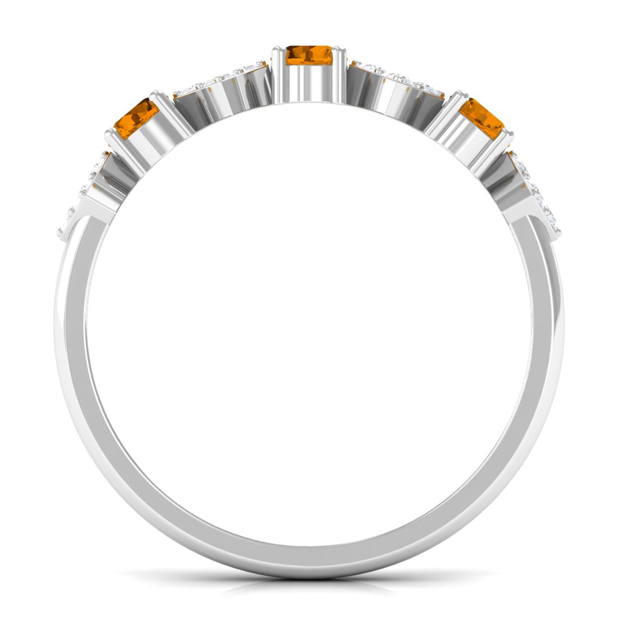 Natural Citrine and Diamond Half Eternity Band Ring AAA - Rosec Jewels