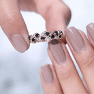 Rosec Jewels-Black Onyx and Diamond Half Eternity Leaf Band for Women