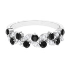 Rosec Jewels-Black Onyx and Diamond Half Eternity Leaf Band for Women