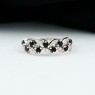 Rosec Jewels-Black Onyx and Diamond Half Eternity Leaf Band for Women