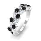 Black Onyx and Diamond Half Eternity Leaf Band for Women AAA - Rosec Jewels