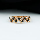 Rosec Jewels-Black Onyx and Diamond Half Eternity Leaf Band for Women