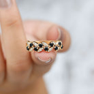 Rosec Jewels-Black Onyx and Diamond Half Eternity Leaf Band for Women