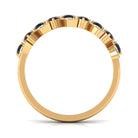 Black Onyx and Diamond Half Eternity Leaf Band for Women AAA - Rosec Jewels