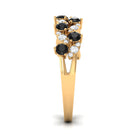 Black Onyx and Diamond Half Eternity Leaf Band for Women AAA - Rosec Jewels