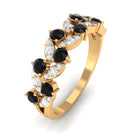 Black Onyx and Diamond Half Eternity Leaf Band for Women AAA - Rosec Jewels