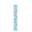 Natural Aquamarine Diamond Eternity Wedding Band in East West Style AAA - Rosec Jewels