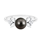 Nature Inspired Tahitian Pearl Engagement Ring with Diamond Accent Tahitian pearl - ( AAA ) - Quality - Rosec Jewels