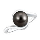8 Carat Certified Tahitian Black Pearl Solitaire Bypass Ring AAA - Rosec Jewels