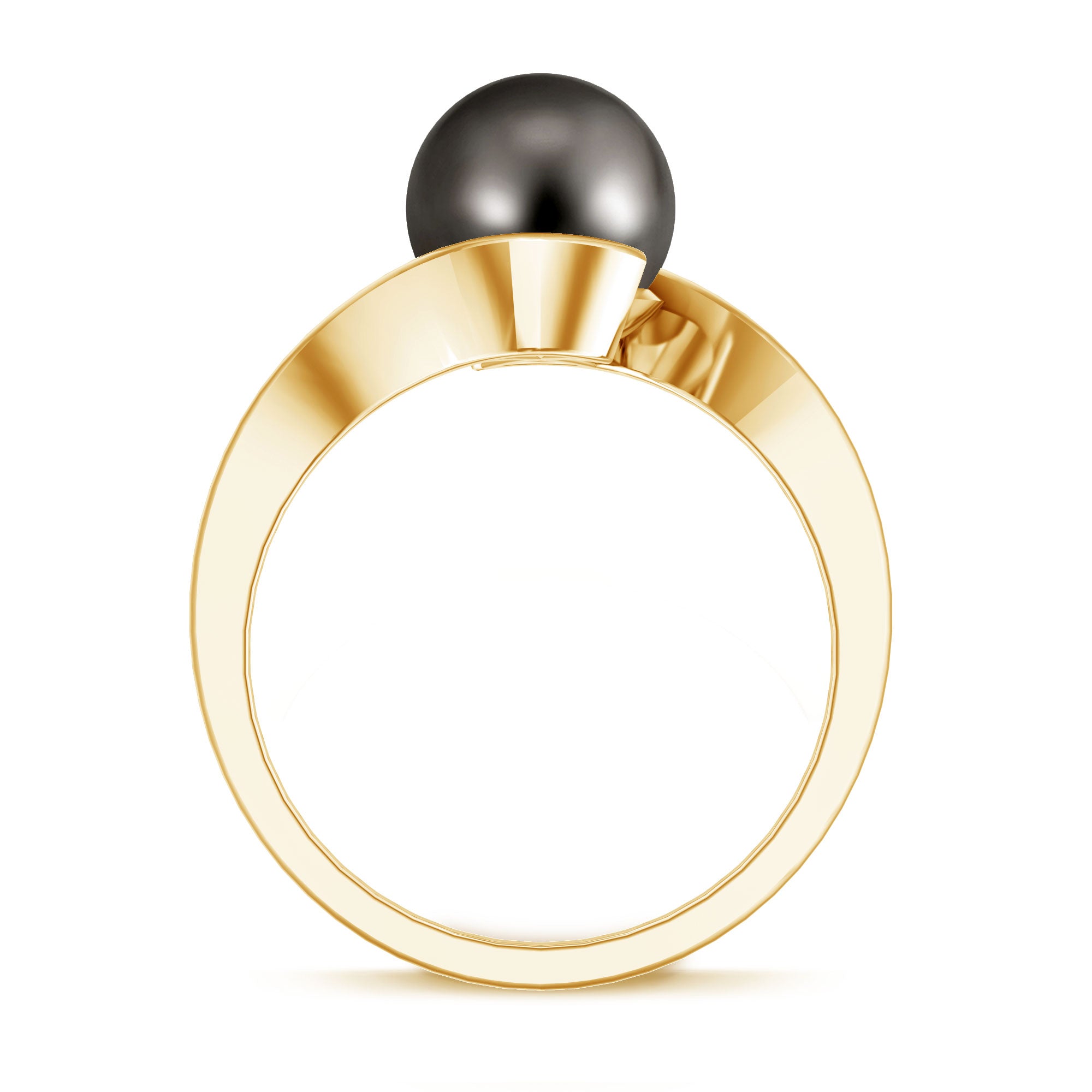 8 Carat Certified Tahitian Black Pearl Solitaire Bypass Ring AAA - Rosec Jewels
