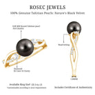 Tahitian Pearl and Diamond Crossover Engagement Ring AAA - Rosec Jewels