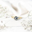 Tahitian Pearl and Diamond Crossover Engagement Ring AAA - Rosec Jewels