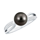 7.25 CT Solitaire Tahitian Pearl Engagement Ring with Diamond AAA - Rosec Jewels